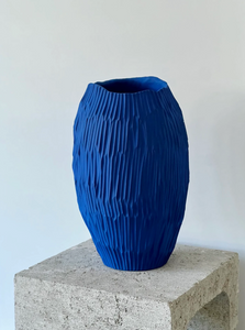 Blue Sapphire Curved Handmade Ceramic Vase Medium
