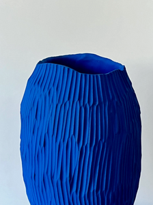 Blue Sapphire Curved Handmade Ceramic Vase Medium