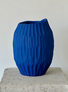Blue Sapphire Curved Handmade Ceramic Vase Small